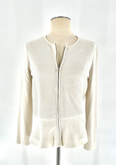 Womens Size Medium Petite White Zip Up Sweaters Tops By Talbots Petites - TheRealThreads